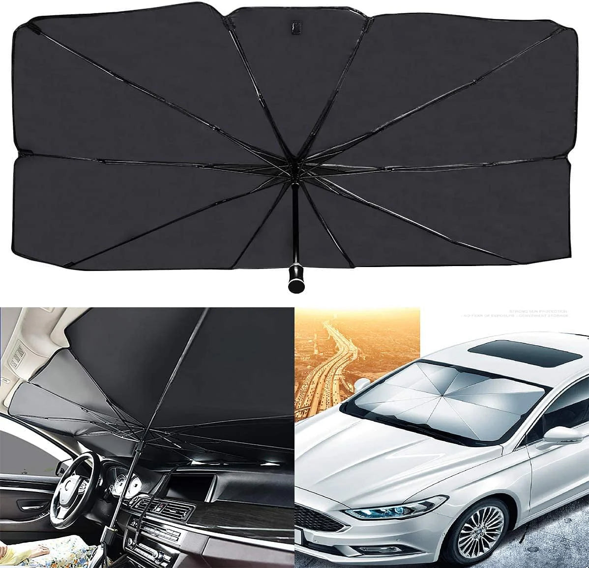 ✨Universal size Foldable Reflective Car Umbrella for Sun Heat Protection