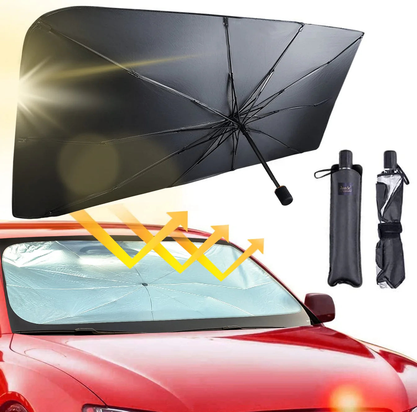 ✨Universal size Foldable Reflective Car Umbrella for Sun Heat Protection